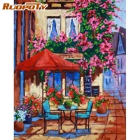ruopoty diy oil painting on canvas frameless acrylic coloring by numbers street scenery handpainted wall decor gift handmade