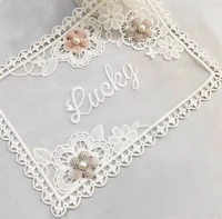 european exquisite embroidery beaded lace square coaster bedroom study office table mat fruit plate pastry cover cloth
