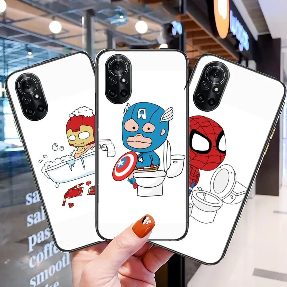 

funny spider man iron man Clear Phone Case For Huawei Honor 20 10 9 8A 7 5T X Pro Lite 5G Black Etui Coque Hoesjes Comic Fash