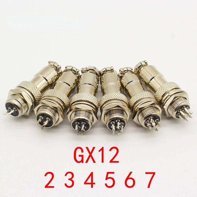 

1pcs GX12 2 3 4 5 6 7 Pin Male & Female 12mm Wire Panel Connector Aviation Plug L91 GX12 Circular Connector Socket Plug