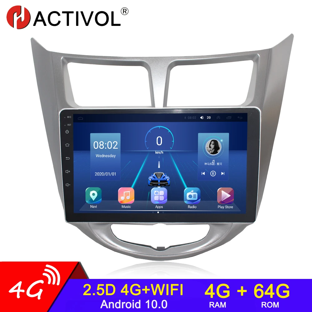 

4G+64G Android 10 2din Car Radio For Hyundai Solaris 1 Verna Accent 2010 - 2016 Android 4G CAR auto Multimedia car audio carplay