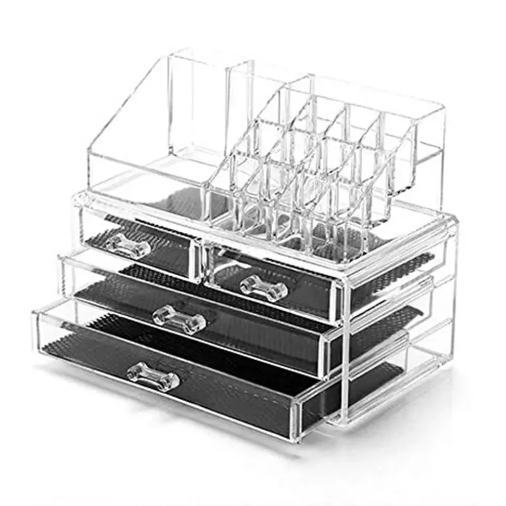 

Organizer Storage Box Drill Polish Lipstick Nail Organizer Cosmetic Jewelry Box Holder Transparent Multiple Grid Acrylic