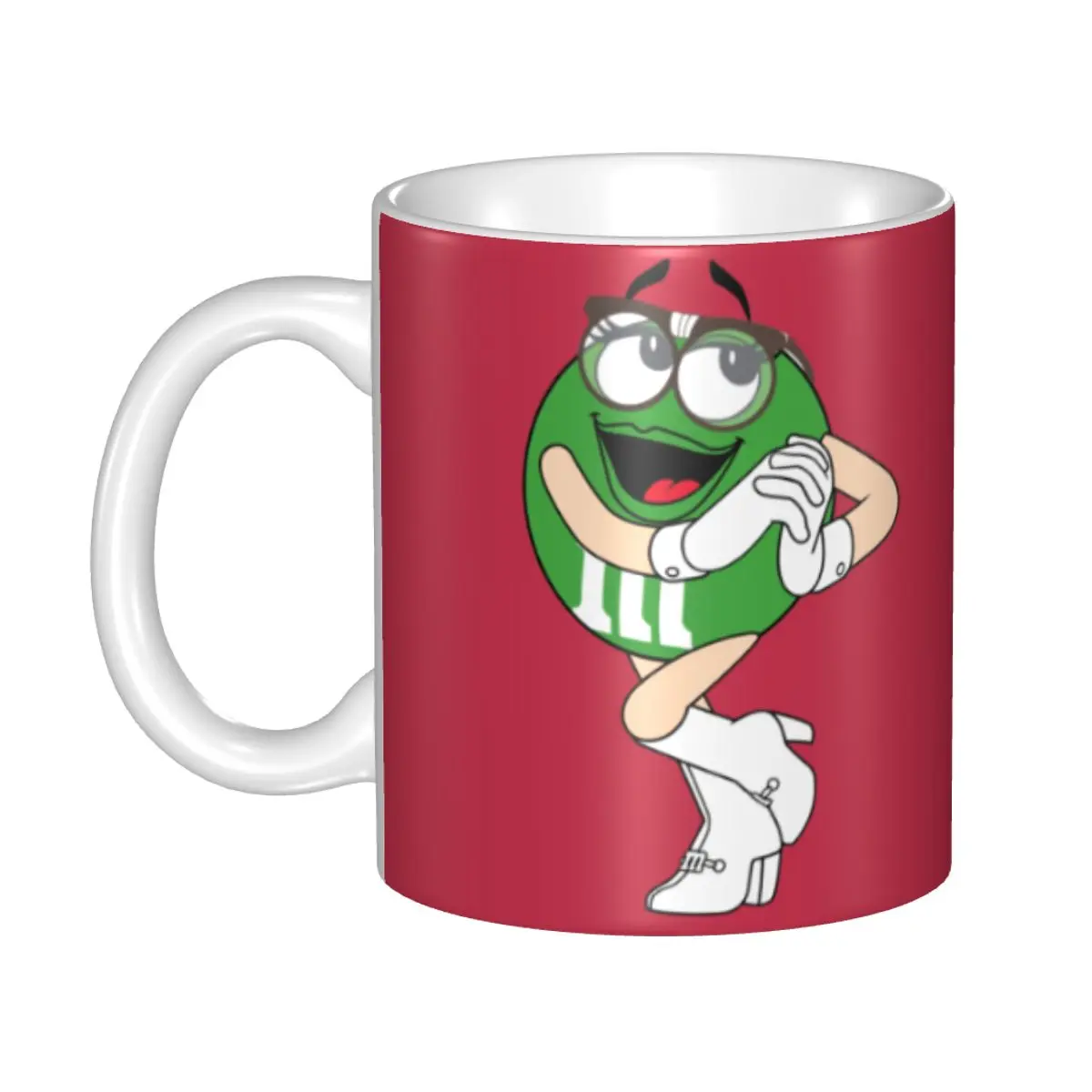 

DIY M & M Green Face Ceramic Mugs Customized Chocolate Candy Coffee Cups Creative Gift Men Women Tea Mug