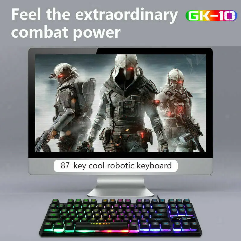 gaming keyboard 87 key gaming anti ghosting blue switch color backlit wired mechanical feel keyboard for pro gamer laptop free global shipping