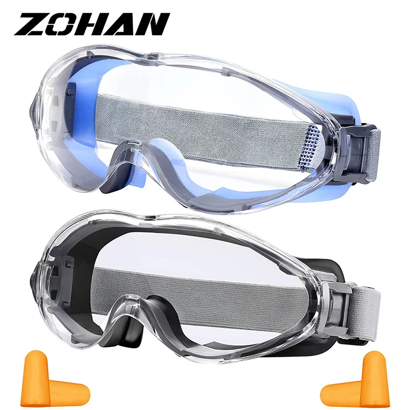 ZOHAN 2PCS Safety Goggles Eye Protection Glasses Protective Eyewear Woodworking Cycling Skiing Goggle with Clear Anti-Fog Lens