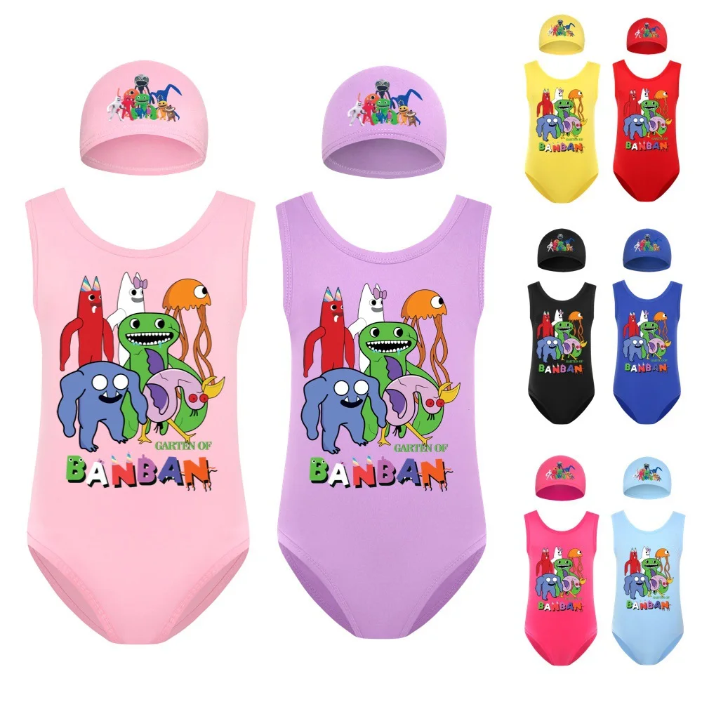 

2023 New Summer Garden of Banban Swimsuits for Girls One-Piece Suits Printed Beach Wear Lovely Children Girls Swimsuits