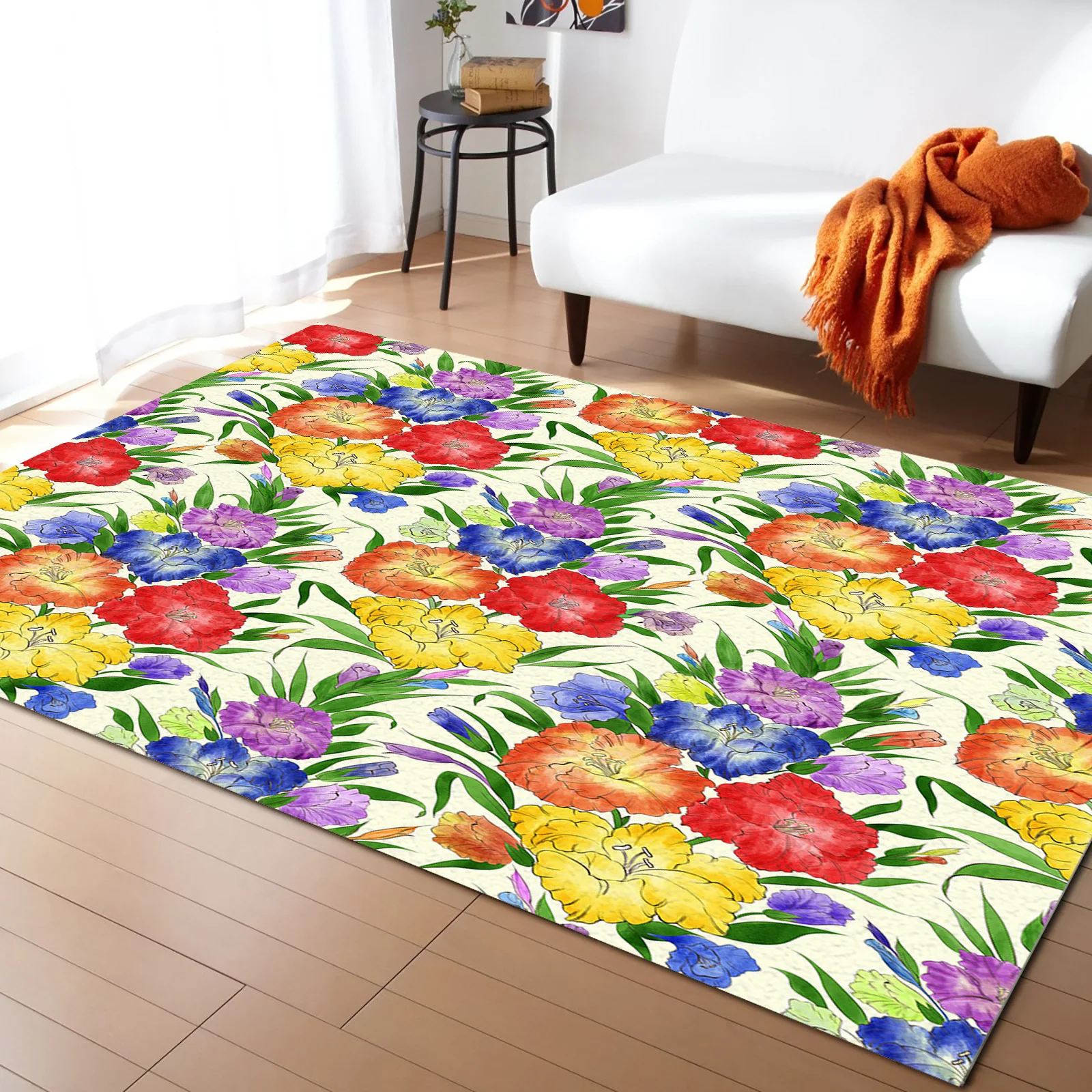 

Botanical Iris Flower Carpets for Living Room Decor Large Area Rugs Bedroom Carpet Home Living Room Decor Mat