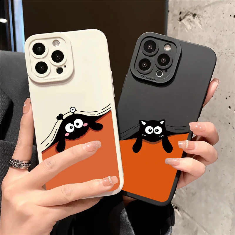 

Lovely Interesting Blackie Cartoon Phone Case for iPhone 14 13 12 11 Pro Max XR XS X 7 8 14 Plus SE 2020 Soft Silicon Back Cover