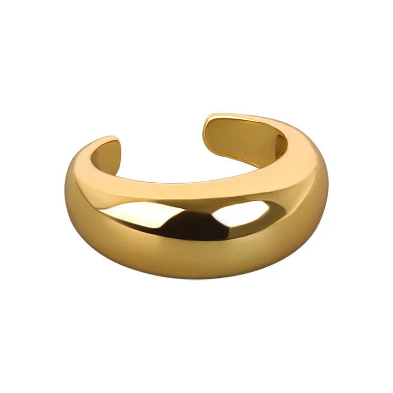 LIVVY Minimalist Silver Color Smooth Ppen Adjustable Ring Women Simple Trendy Party Jewelry Decoration Gifts |