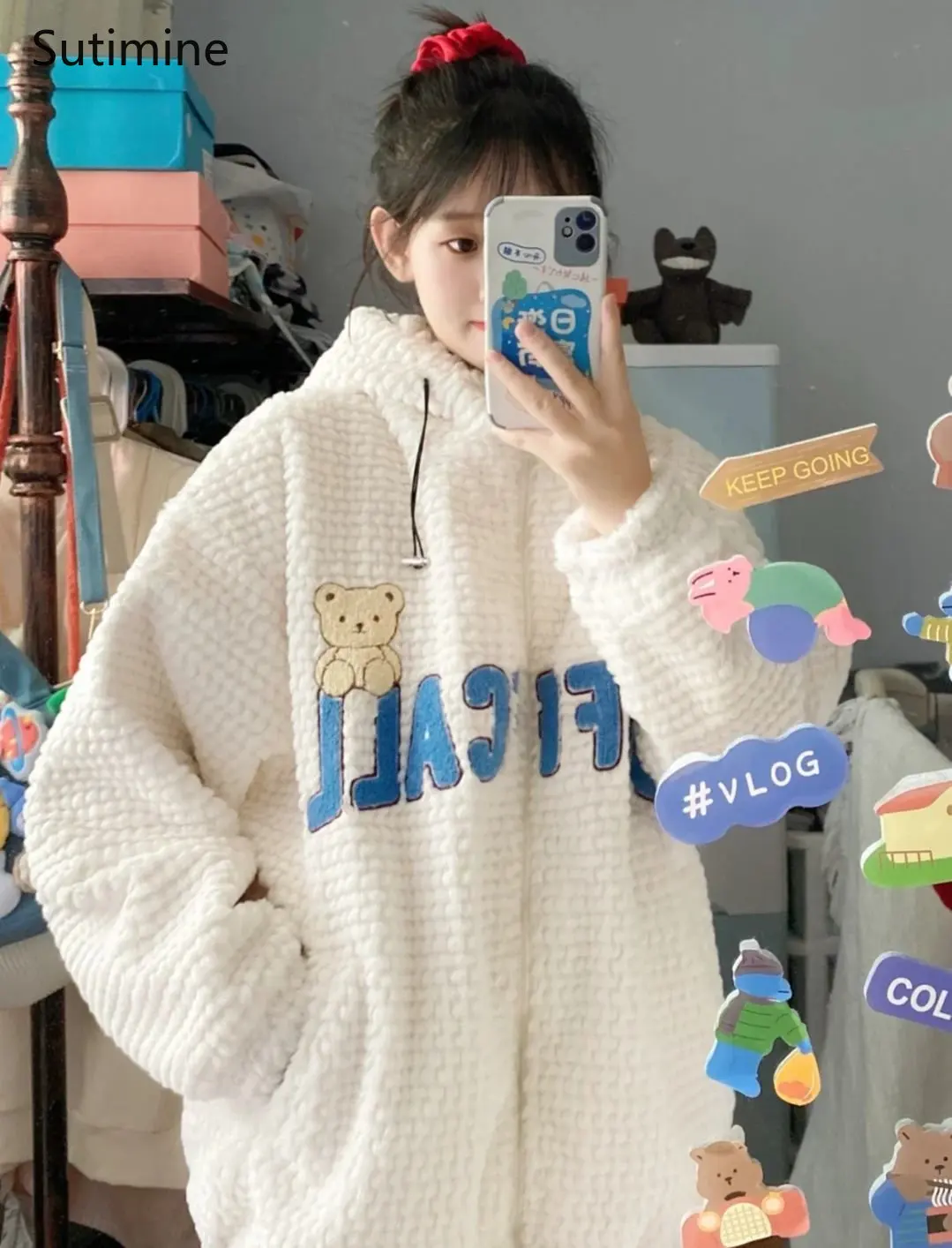 Winter Coat Women Office Lady Pockets Rabbit Wool Thickened Design Hooded Lamb Wool Cotton Dress for Women Cartoon Coat Women