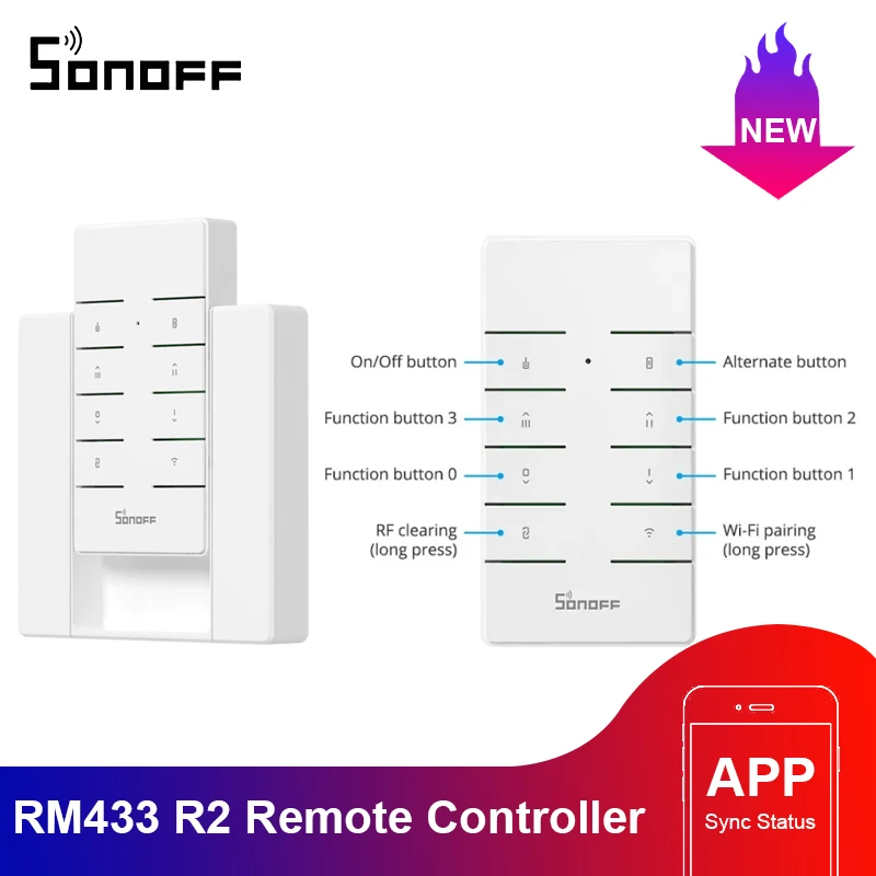 

SONOFF RM433 R2 Remote Controller RF Remote Controller 8 Keys Works With SONOFF RFR2/RFR3/SlampherR2/iFan03/iFan04/433 RF Bridge