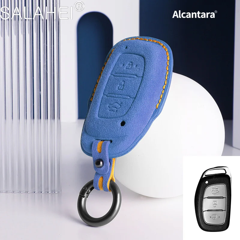 

Alcantara Suede Car Key Case Cover Shell For Hyundai I30 IX35 I40 Ix25 IX45 Tucson Verna Sonata Elantra Santa Fe Reina Accessory