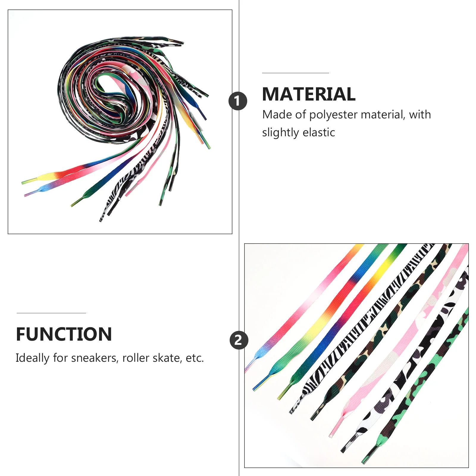 8 pairs of Sports Shoes Shoelaces Ski Shoelaces Flat Shoelace Roller Skates Shoelaces for Home Outdoor