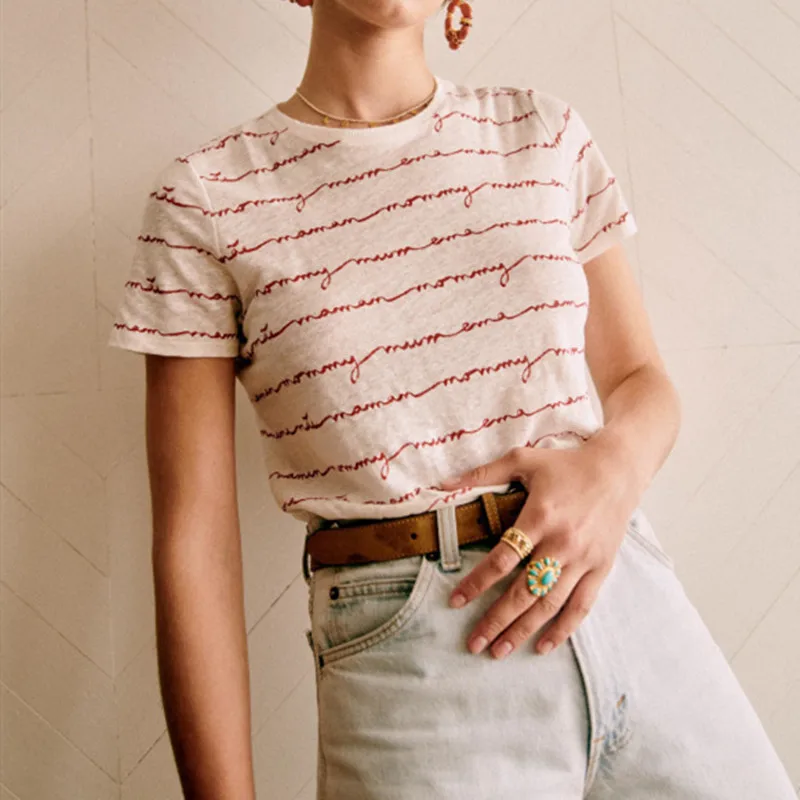 

Women Tees O-Neck Letters Print Short Sleeve Casual T-Shirt