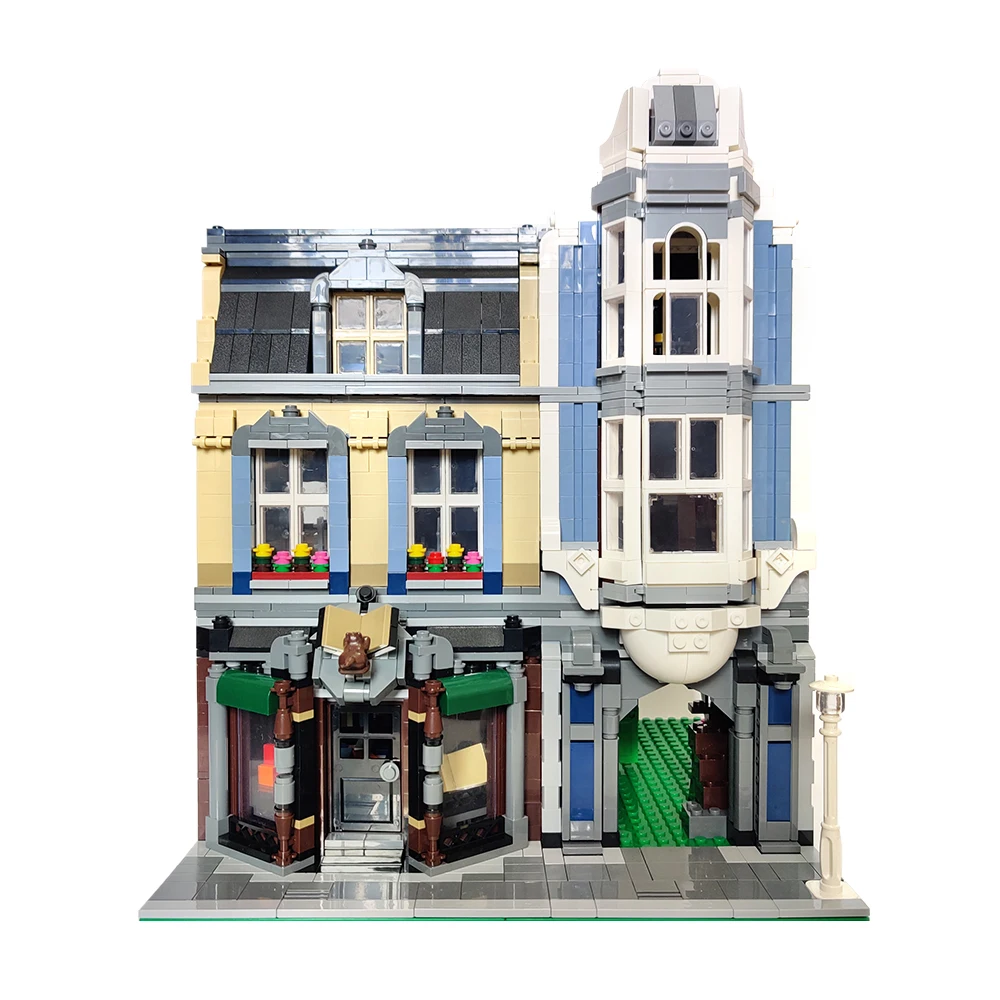 

Книжный магазин MOC уличный вид Модульные строительные блоки 2687 шт. кирпичи игрушки Рождественский подарок на день рождения MOC-18923