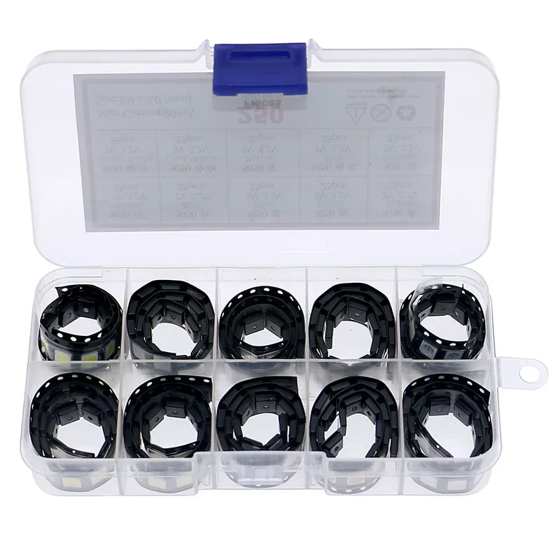 250 шт. 10 значений 5050/2020 SMD светодиодная лампа набор в ассортименте теплый холодный