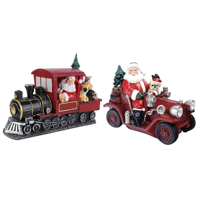 

Resin Santa Claus Christmas Figurines For Interior Creative Santa Claus Ornaments With LED Light UP