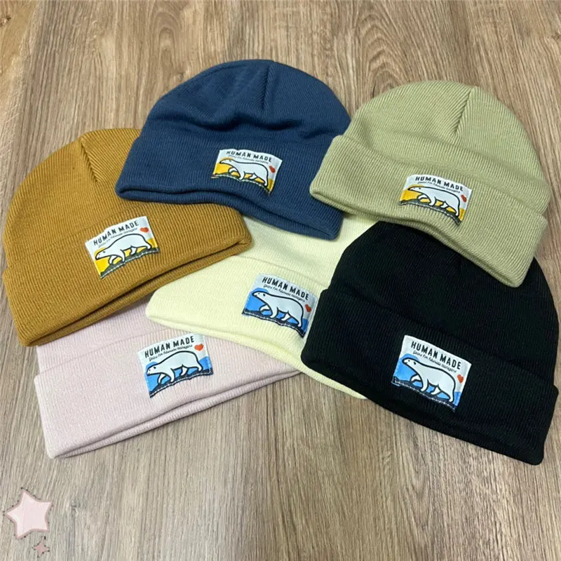 

Human Made Hat Polar Bear Label Empty Color High Quality Knit Cap Men Women