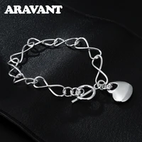 925 silver heart charm bracelet for women fashion wedding jewelry