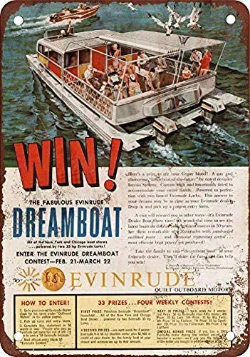 

Evinrude Outboard Motors Contest Tin Retro Sign Vintage Metal Poster Plaque Warning Signs Iron Art Hanging Wall Decoration