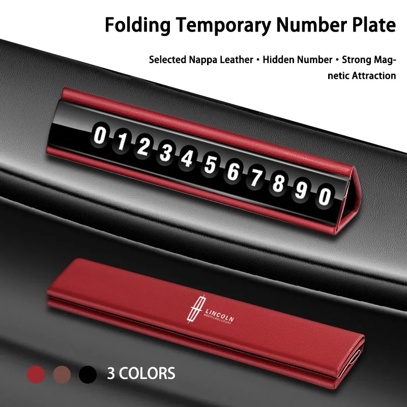 

New Leather Mobile Phone Temporary Parking Number Plate For Lincoln MKC MKZ MKX MKT Aviator Navigator Continental