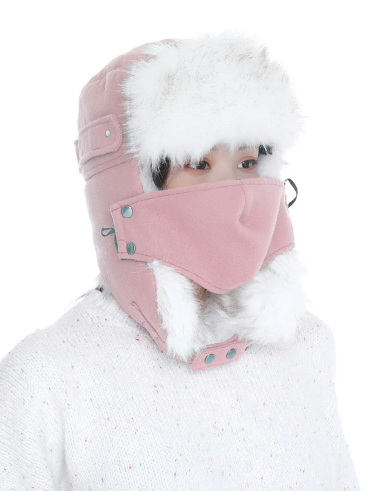 Шапка-ушанка Авиатор женская зимняя из искусственного кроличьего меха теплая