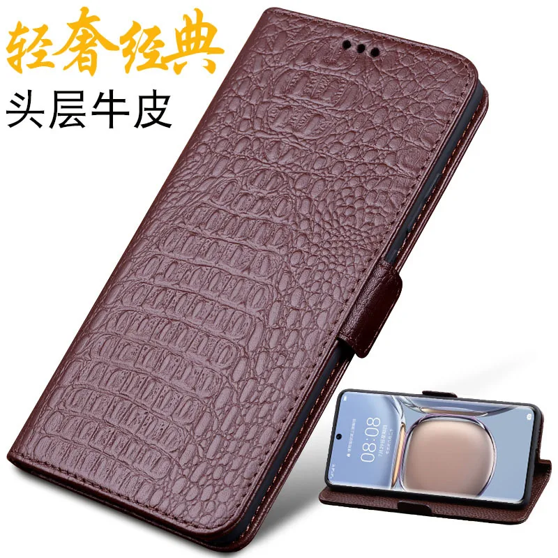 

Hot New Luxury Lich Genuine Leather Flip Phone Case For Xiaomi Mi 11t Pro Real Cowhide Leather Shell Full Cover Pocket Bag