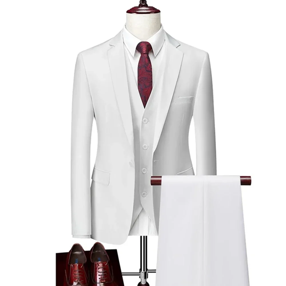 

Комплект из трех предметов, пиджак, жилет, брюки/Мужские приталенные повседневные деловые костюмы из бутика, однотонные костюмы, пальто, брюки, жилет