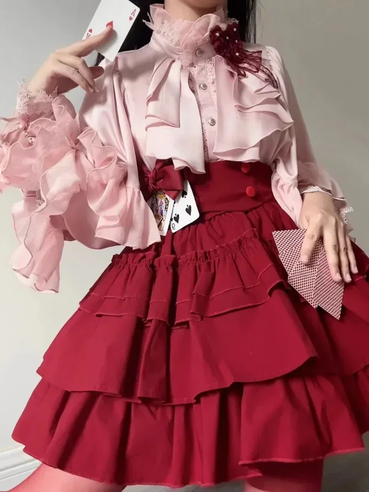 Рубашка женская с рукавами-фонариками и кружевом