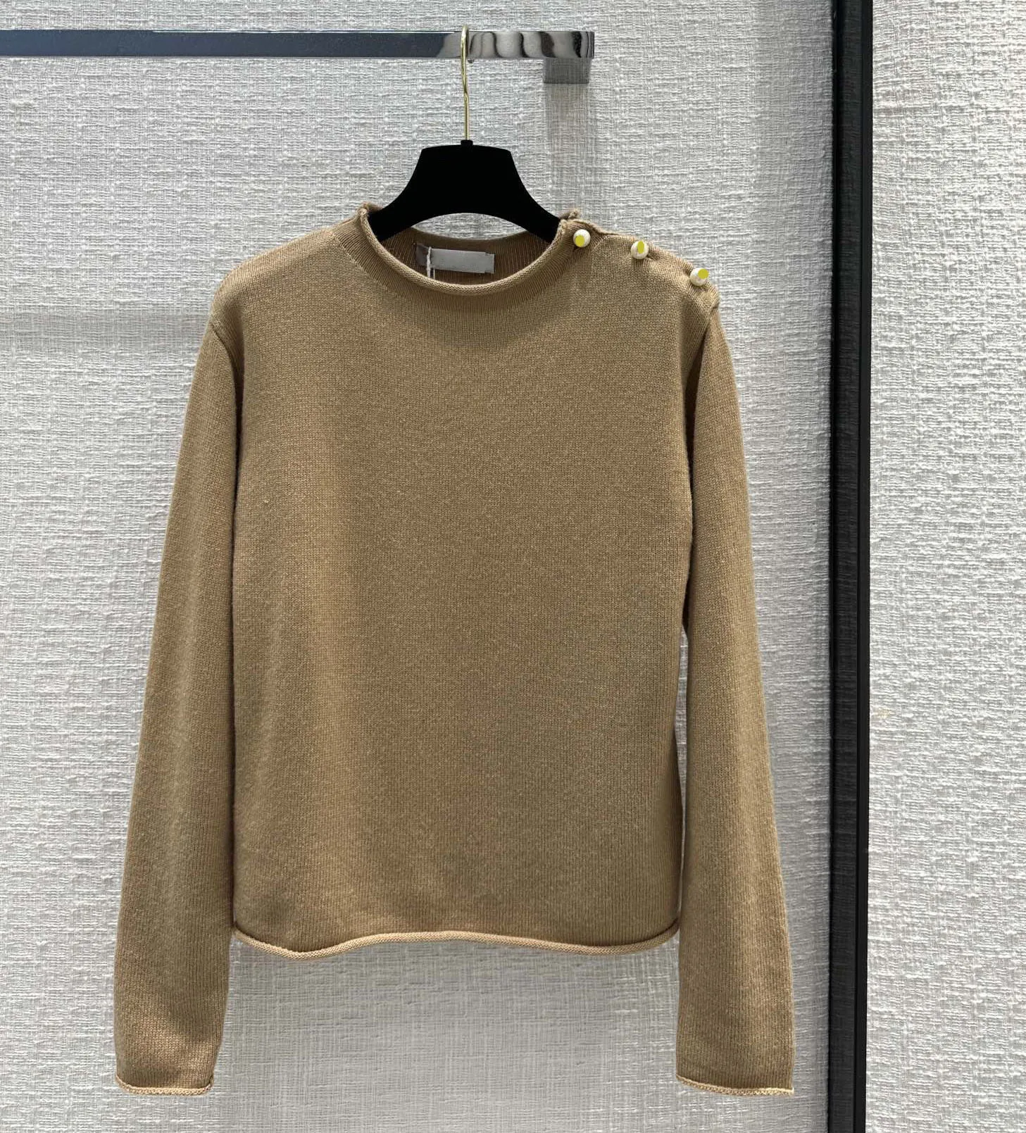 

Женский однотонный трикотажный свитер, узкие джемперы из кашемира с жемчужными пуговицами, весна 2024