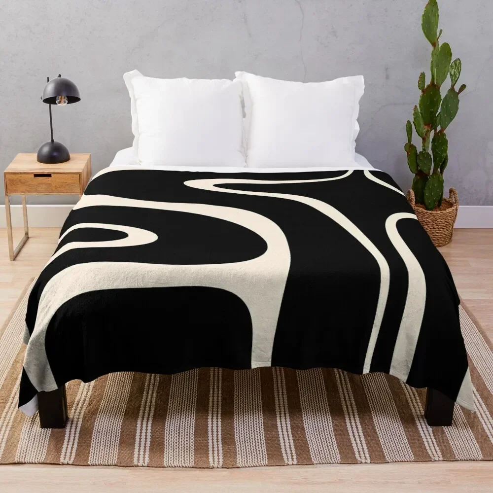 Copacetic Ретро абстрактный Черный и миндальный крем плед одеяло