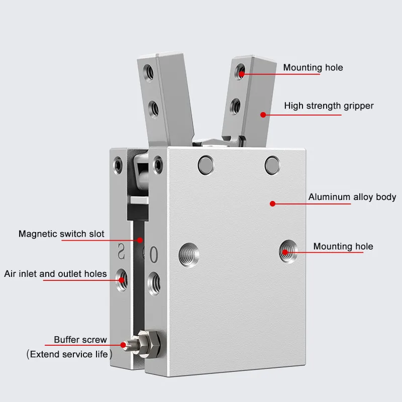Фото MHC2-10D MHC2-20D MHC2-25D MHC2-16D Угловой воздушный захват Коготь Пневматический цилиндр Поршень захвата робота №4