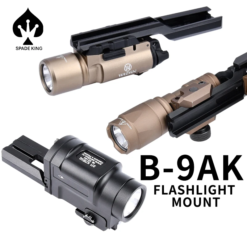 

Tactical B-9AK Flashlight Mount Klesch 2U M300 M600 X300 X400 Lengthen Base Metal CNC Fit 20mm Rail Airsoft Hunting Accessories