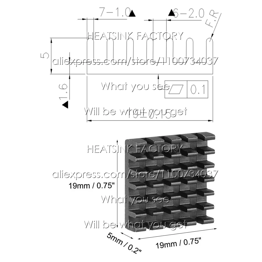 Черные алюминиевые вентиляторы и радиатор 19x19x5 мм Охлаждающий кулер для