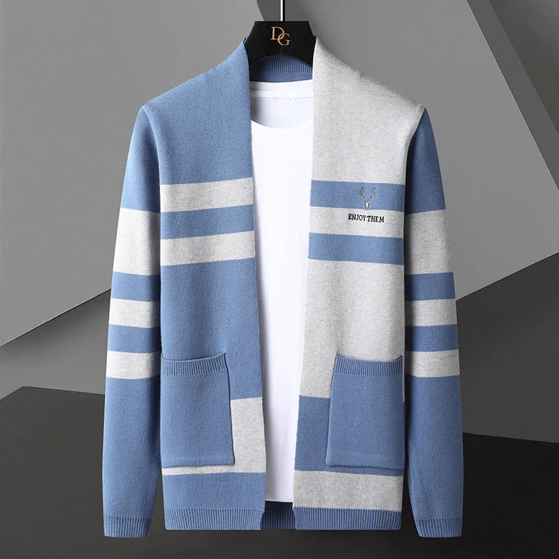 

Качественный корейский свитер, мужское весеннее пальто, кардиган с вышивкой на осень и зиму, роскошный трендовый Повседневный Молодежный к...