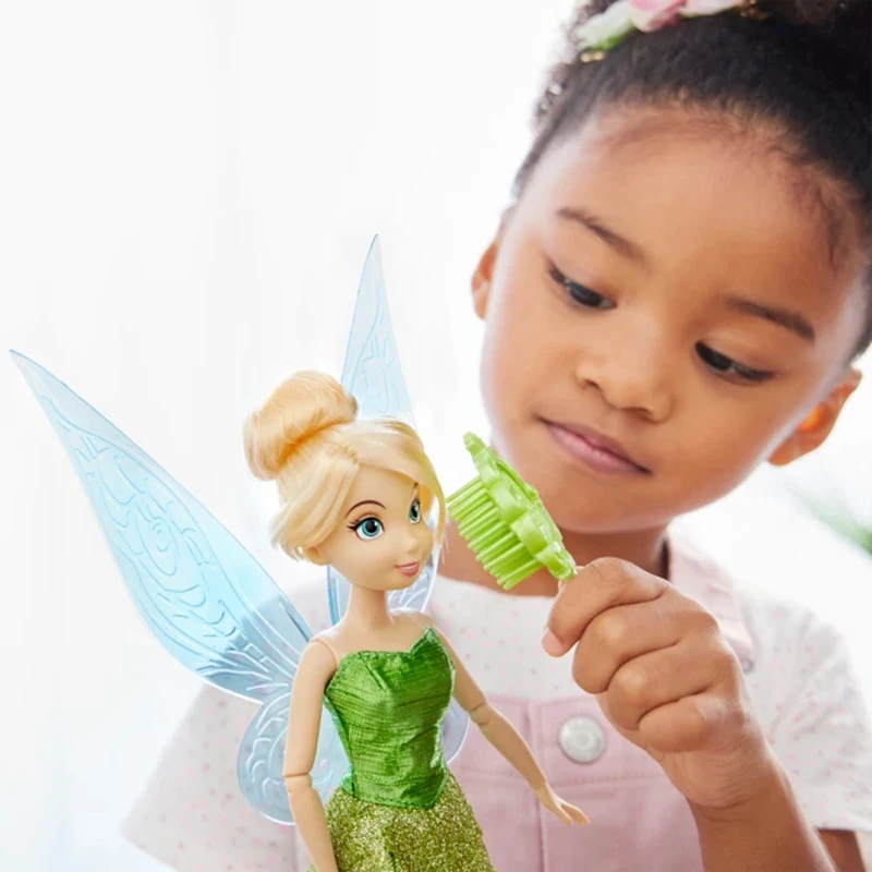 

Original Disney Store 30cm little fairy Tinker bell Princess Joint Vinyl Doll Figure Play House toys For children Xmas girl gift
