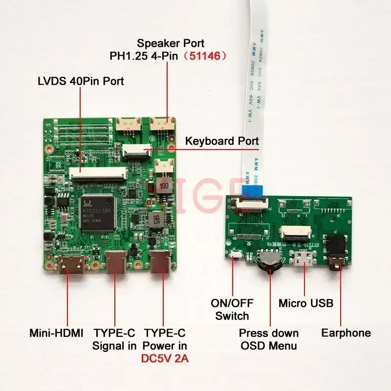 DIY комплект для LTN140AT01-G01 LTN140AT02-001 14 &quotLVDS 40-контактный 1366x768 Mini-HDMI USB-C TYPE-C плата