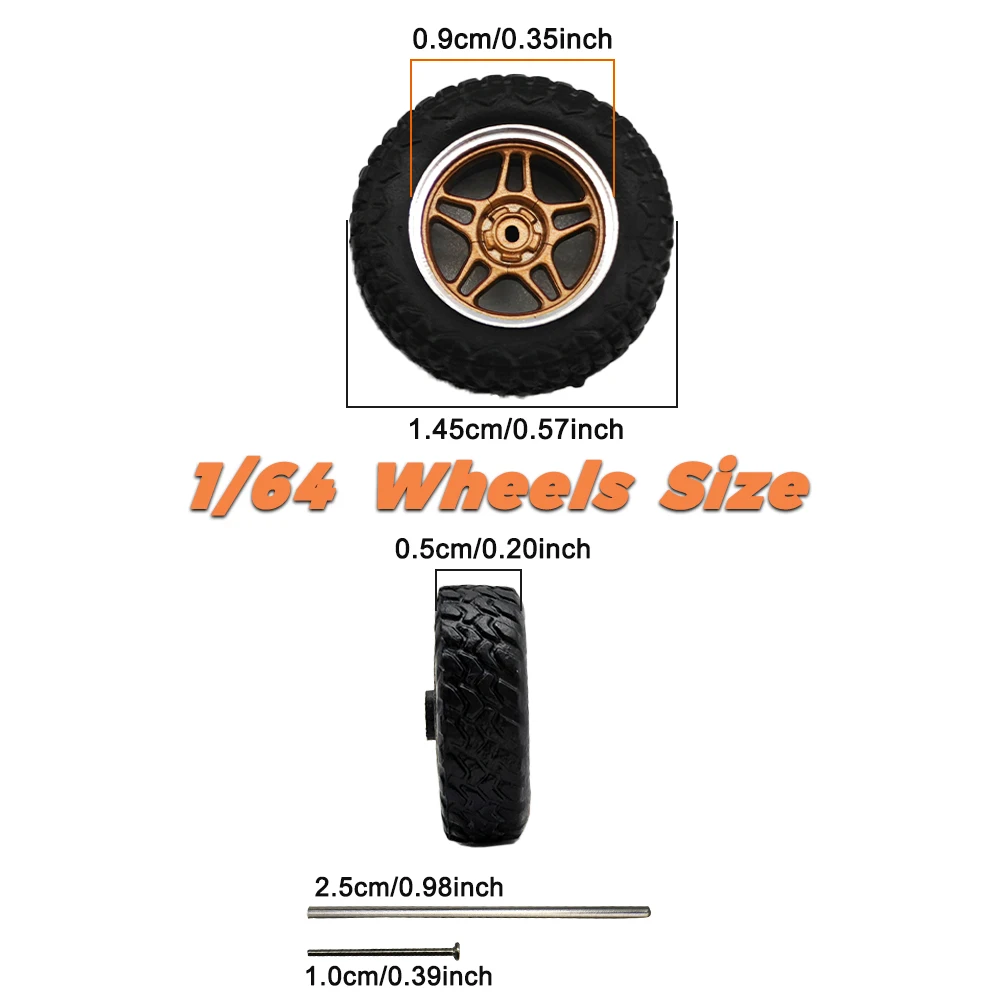 Kicarmod модель 1/64 автомобильные вездеходные колеса с резиновой заклепкой оси