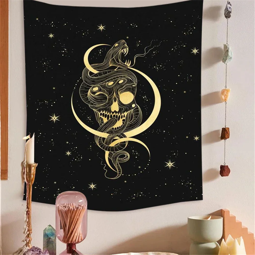 2024 ЗОЛОТОЙ СКОРПИОН гобелен настенный гадания черный скелет змея гобелены