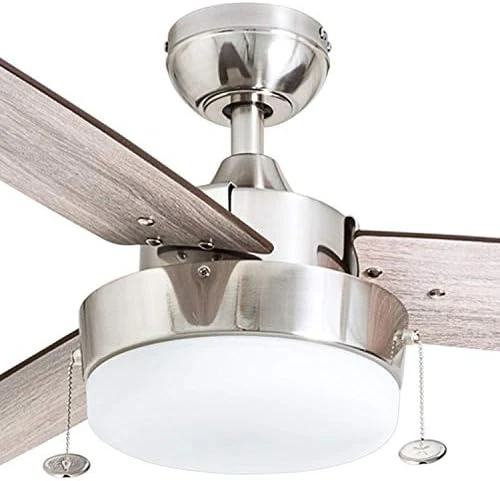 

52 Inch Contemporary Indoor LED Ceiling Fan with Light, Pull Chain, Dual Mounting Options, Modern Dual Finish Blades, Reversible