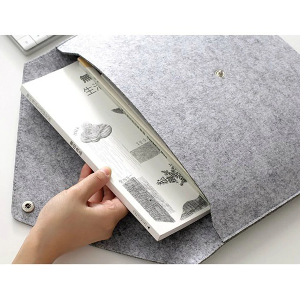 1 Pc Simple One-color A3 Bag Documents Large Capacity Business Portfolio File Folder Felt Goods For Filing |