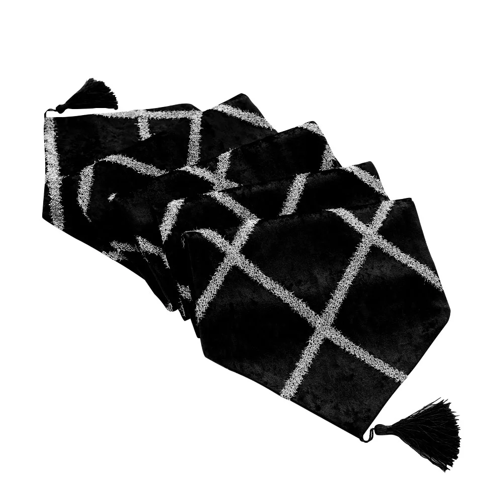 

Crafts European Style DIY Table Runner Half Cover Home Desktop Wedding Decoration Soft Party Rhomboids Pattern Hotel Romantic