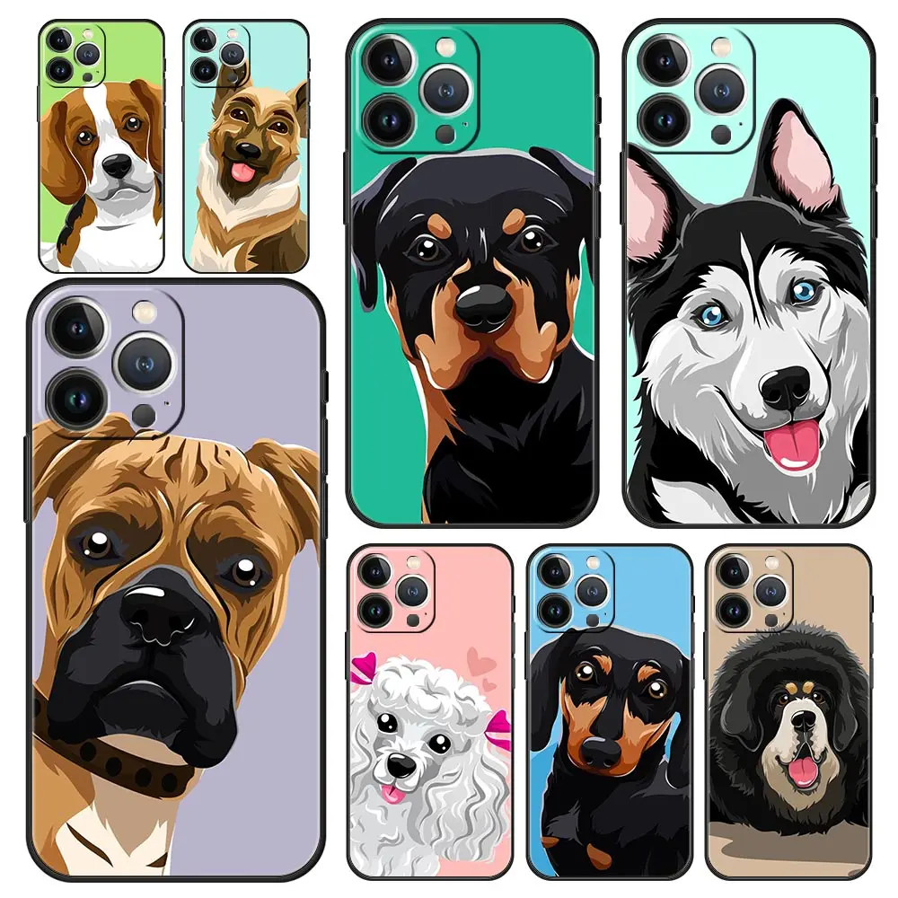

Cartoon Dog Husky Cute Shiba Inu Phone Case For iPhone 13 12 11 Pro MAX XR X SE XS 7 8 Plus iPhone13 Mini Soft Black Matte Cover