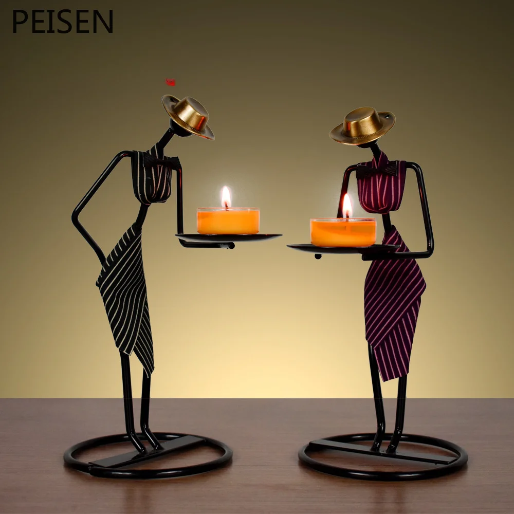 

Creative European Style Waiter Candlestick Decorations, Iron Art Candlestick, Fashionable Restaurant Romantic Wedding Decoration
