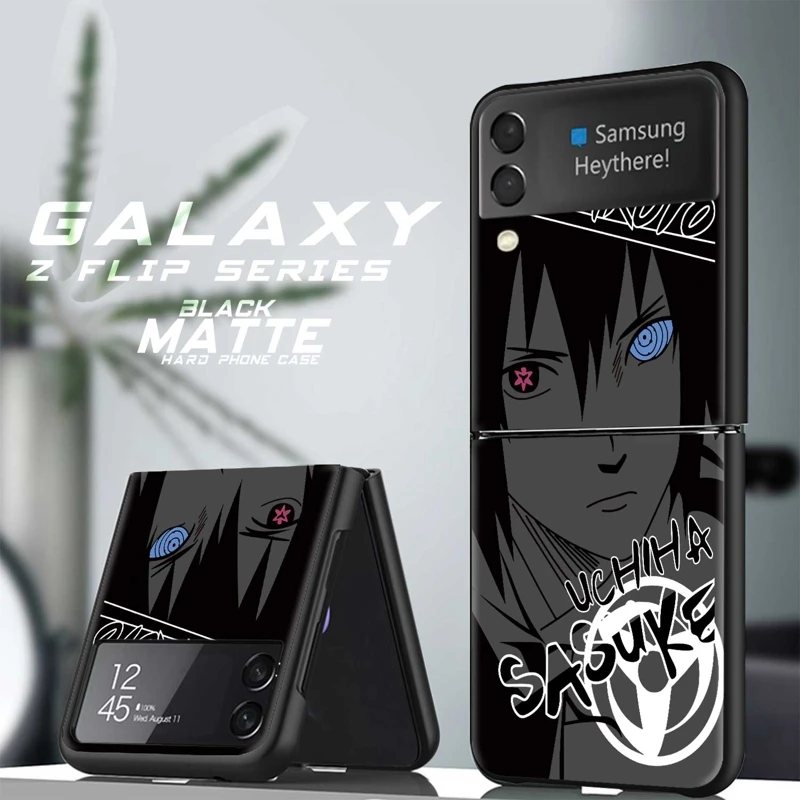 

For Samsung Galaxy Edge ZFlip Z Flip Flip3 Flip4 5G Hard Zflip4 Zflip3 Luxury Naruto Uchiha Sasuke Namikaze Cover Case
