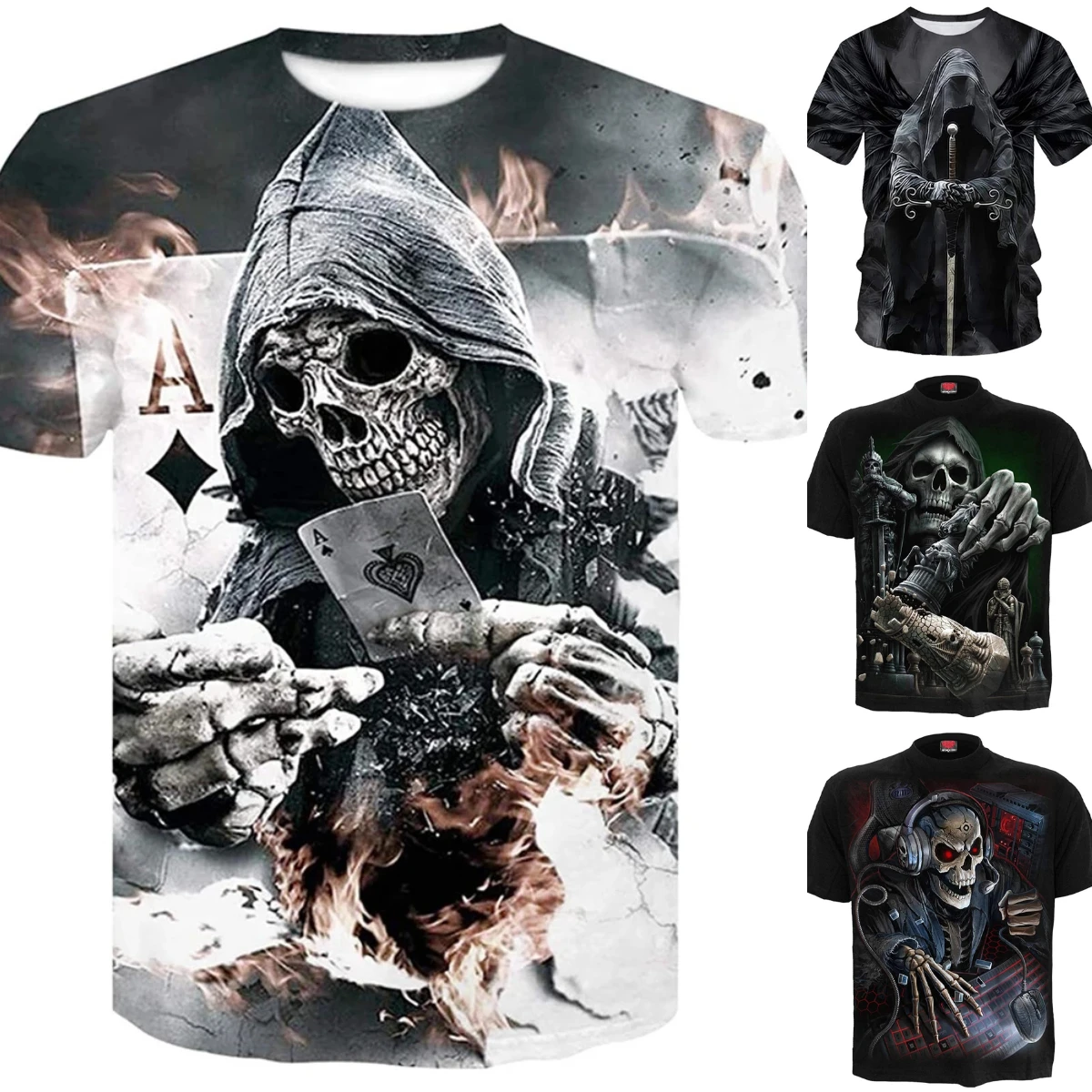 

2022 Oversized Skull T Shirt For Men Streetwear Hip Hop Trend Clothing Personality Punk Tops Harajuku Leisure Top Tees Oversized