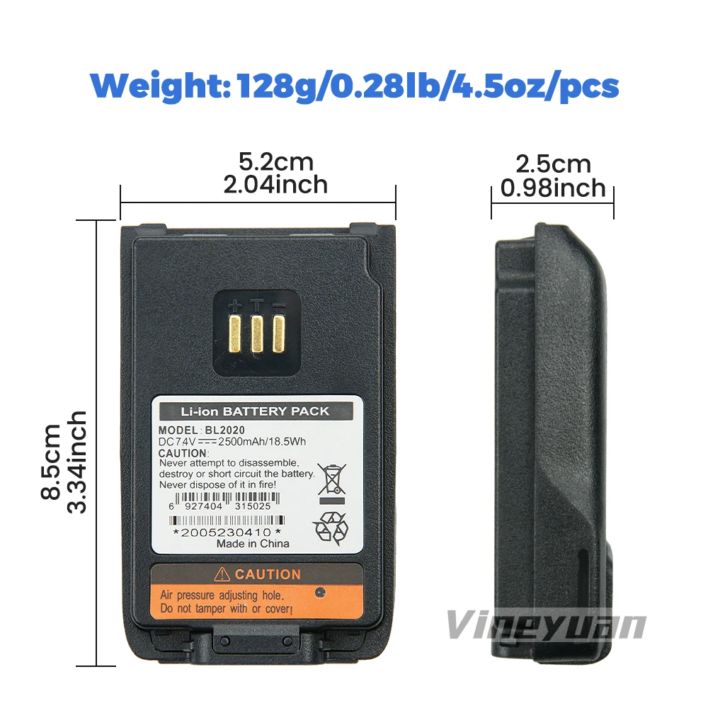 Сменный литий-ионный аккумулятор BL2020 емкостью 2500 мАч для HTY Hytera PD500 PD502 PD505 PD560 PD602