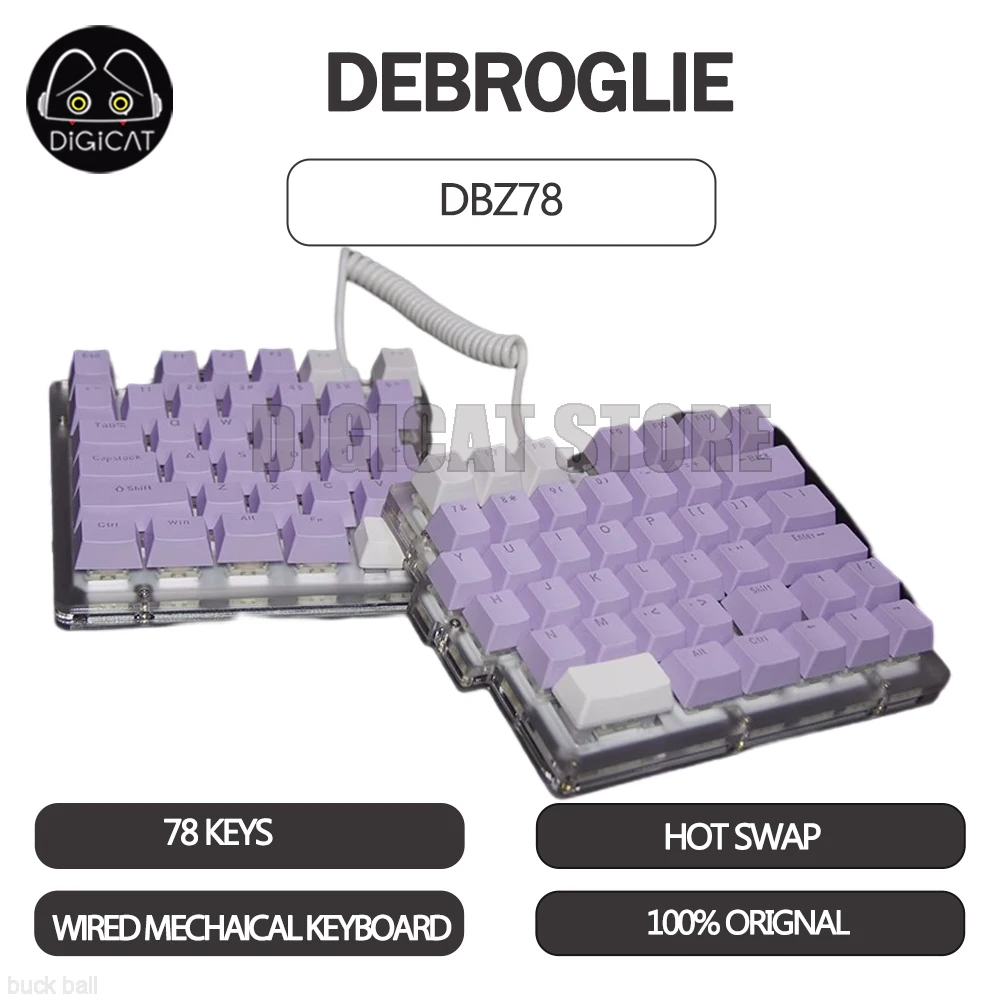 

DEBROGLIE DBZ78 Split Keyboard 78 Keys Hot Swap Mechanical Gamer Keyboard Programable PBT Keycaps LED Light USB Wired Keyboard