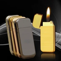 creative lighter windproof yellow flame lighter portable cigarette lighter pearl grinding wheel metal inflatable lighter gifts