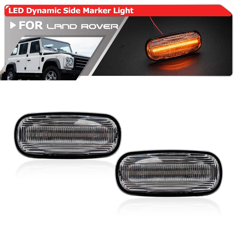 

For Land Rover Discovery 2 1999-2004 Freelander 1 2002-2005 Defender Td5 1998-2015 Dynamic Amber Led Side Marker Blinkers Light